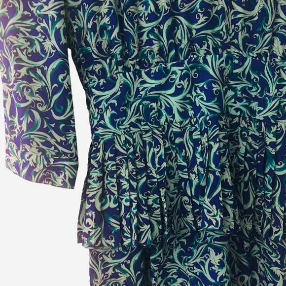 VTG Silk Dress Maggy London by Jeannene Booher midi peplum waist size 4 - Picture 9 of 9